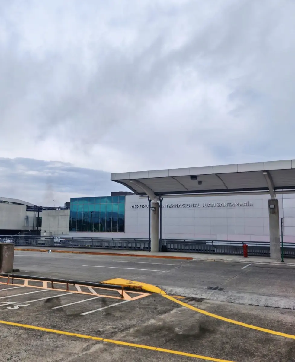 Juan Santamaría International Airport (SJO) seen from the car park