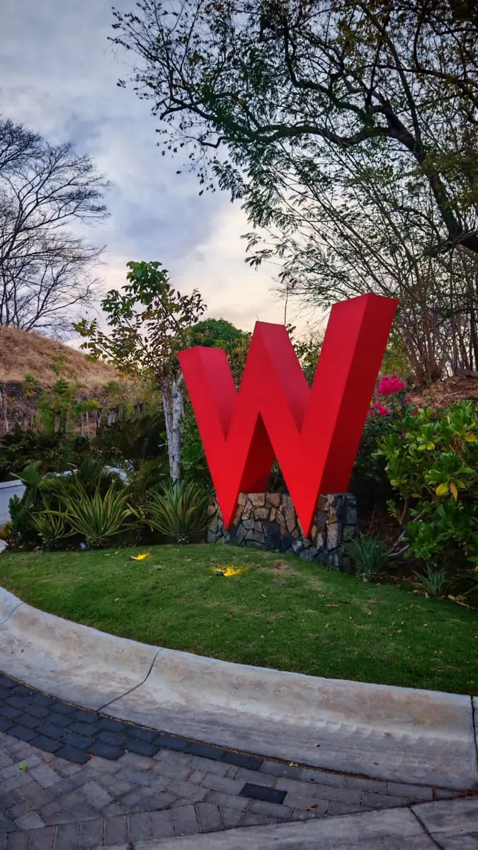 The big red W at the entrance of W Costa Rica – Reserva Conchal